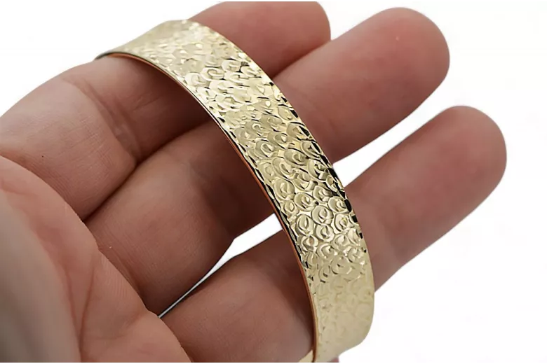 Gelb italienisch 14k Gold Fancy Bugle Armband CBT004Y