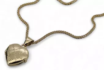 Złota zawieszka 14k 585 serce puzderko z łańcuszkiem Lisi ogon cpn069y&cc035yw45cm