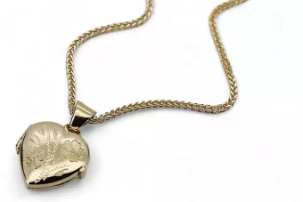 Złota zawieszka 14k 585 serce puzderko z łańcuszkiem Lisi ogon cpn070y&cc035yw50cm