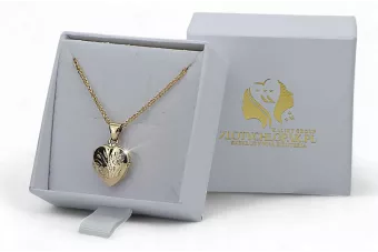 Złota zawieszka 14k 585 serce puzderko z łańcuszkiem Lisi ogon cpn070y&cc035yw50cm