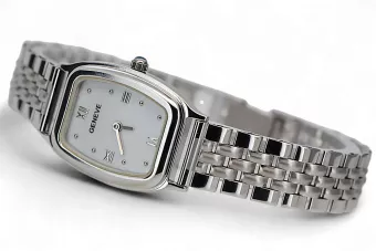 Balta 14k 585 aukso Lady Geneve Oval Riešo laikrodis LW042WDW & LBW008W