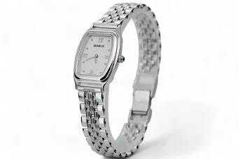 White 14K 585 Zlatá Lady Geneve oválné zápěstí hodinky LW042WDW & LBW008W