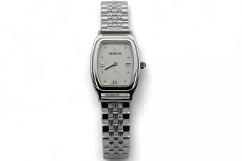 Zegarek z białego złoty damski z bransoletą owalny 14k Geneve lw042wdw&lbw008w