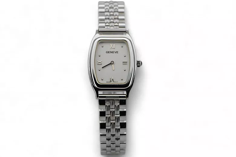 Biele 14k 585 Zlatá Lady Geneve Oval Wraist Watch LW042WDW & LBW008W