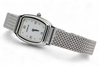 Biele 14k 585 Zlatá dáma Dámska Geneve Oval Wraist Watch LW042WDW & LBW003W