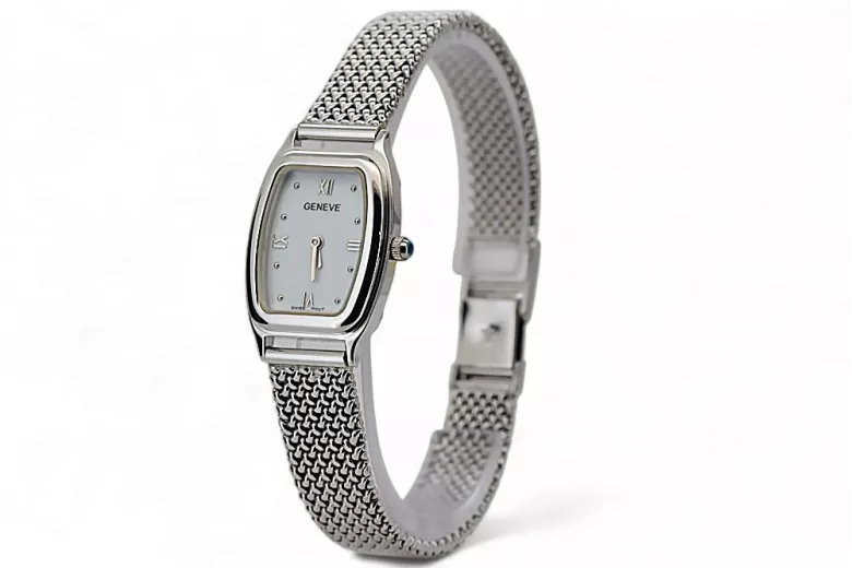 White 14K 585 Zlatá Lady Geneve oválné zápěstí LW042WDW & LBW003W