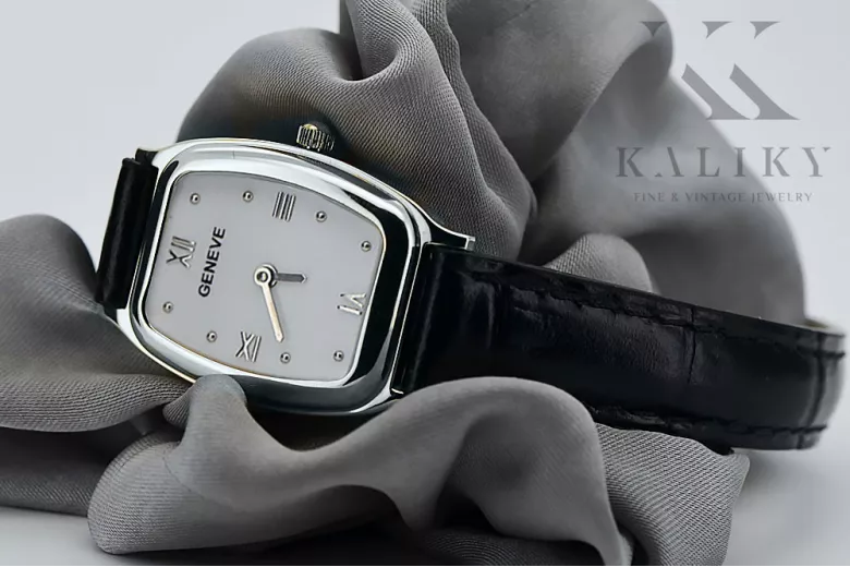 White 14k 585 Gold Lady Geneve oválné hodinky LW042WDW