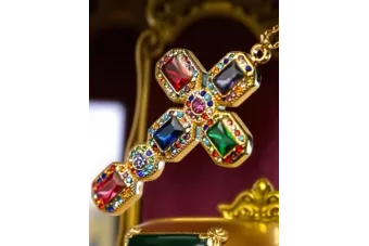 Жълто, розово бяло 14k златен цвят камък кръст висулка gal001y