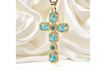 Žltá, Rose White 14K Gold Color Stone Cross Pendant Gal001y
