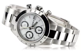 Zegarek mechaniczny męski z białego 14k złota Geneve mw041wdw&mbw017w