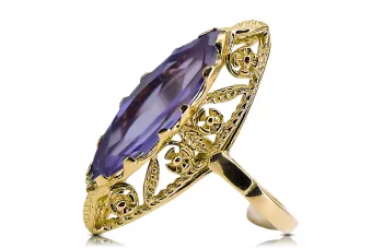 Aleksandryt 14k żółte złoto Pierścionek Klasyczny Vintage vrc005y