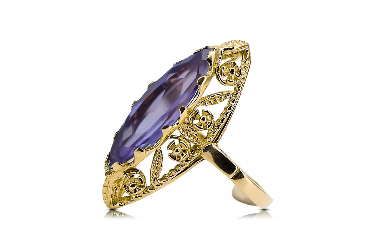 Vintage Schmuck Ring Alexandrit 14 Karat Gelbgold vrc005y