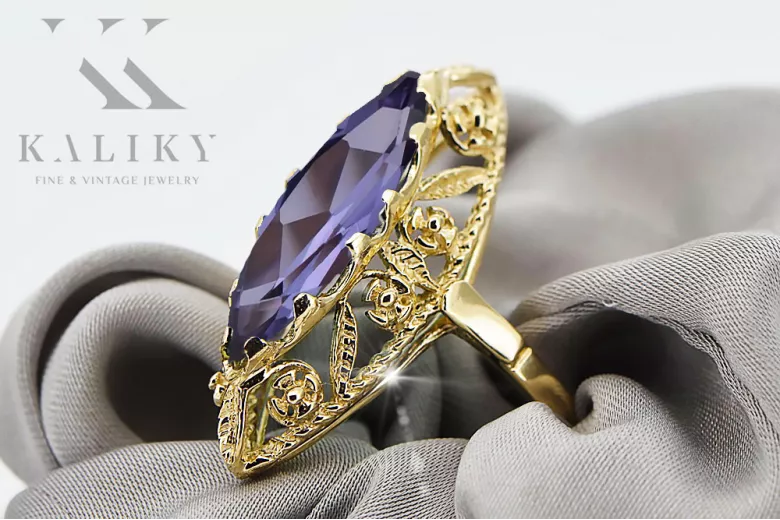 Олександрит 14K Жовте золото Каблучка Вінтаж стиль vrc005y