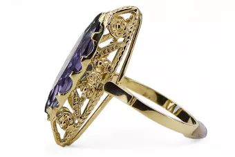 Anillo Alejandrita Oro amarillo de 14 quilates Estilo vintage vrc005y