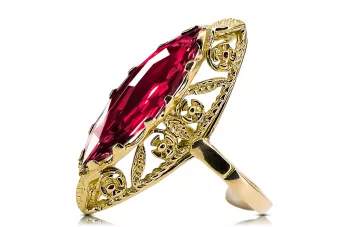 Pierścionek Styl Vintage Rubin 14k żółte złoto vrc005y