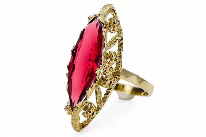 Estilo vintage Anillo Rubí Oro amarillo de 14 quilates vrc005y