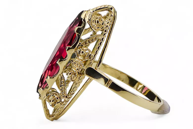 Vintage style Ring Ruby 14K Yellow gold vrc005y