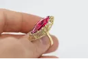 Vintage Handwerk Ring Rubinrot 14 Karat Gelbgold vrc005y