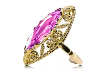 Vintage craft Ring Amethyst 14K Yellow gold vrc005y