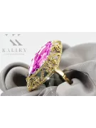 Oro amarillo de 14 quilates Amatista Anillo Estilo vintage vrc005y