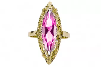 Oro amarillo de 14 quilates Amatista Anillo Estilo vintage vrc005y