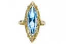 Oro amarillo de 14 quilates Aguamarina Anillo Artesanía vintage vrc005y