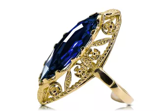 Saphir 14 Karat Gelbgold Ring Vintage Schmuck vrc005y