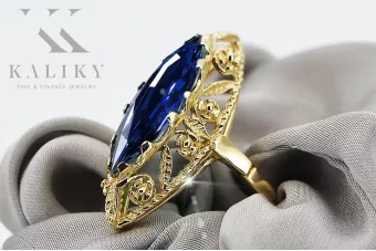 Artesanía vintage Anillo Zafiro Oro amarillo de 14 quilates vrc005y