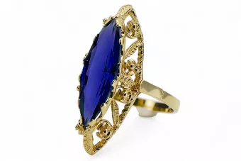 Artesanía vintage Anillo Zafiro Oro amarillo de 14 quilates vrc005y