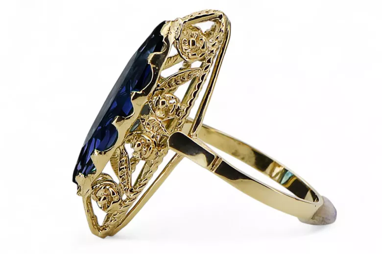 Artesanía vintage Anillo Zafiro Oro amarillo de 14 quilates vrc005y