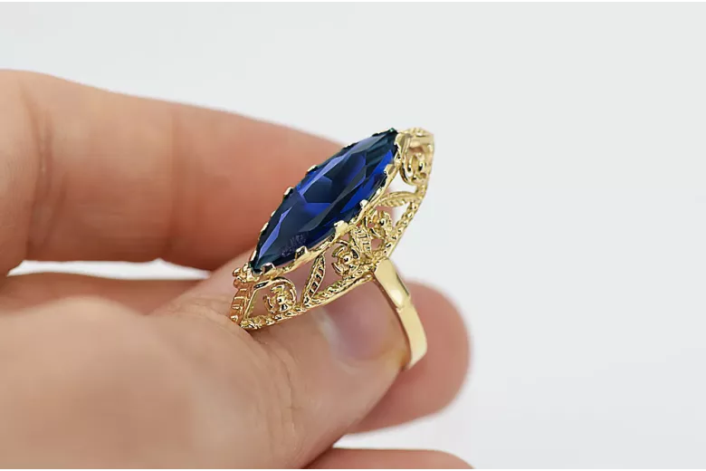 Anneau Saphir Or jaune 14 carats Vintage vrc005y