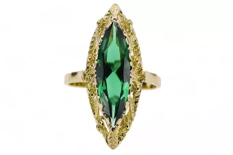 Ring Vintage style Emerald 14K Yellow gold vrc005y