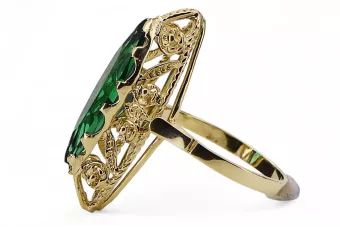 Ring Vintage style Emerald 14K Yellow gold vrc005y