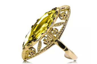 Gelber Peridot 14 Karat Gelbgold Ring Vintage Handwerk vrc005y