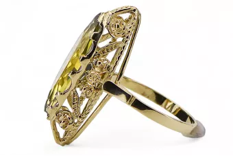 Anillo Peridoto amarillo Oro amarillo de 14 quilates Estilo vintage vrc005y
