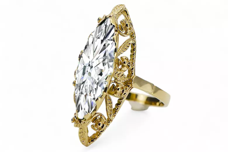 Ring Zirkon 14 Karat Gelbgold Vintage Schmuck vrc005y