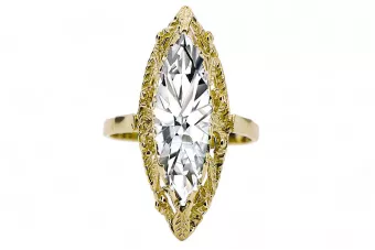 خاتم أسلوب فينتاج زركونيا 14 كارت من الذهب الأصفر vrc005y