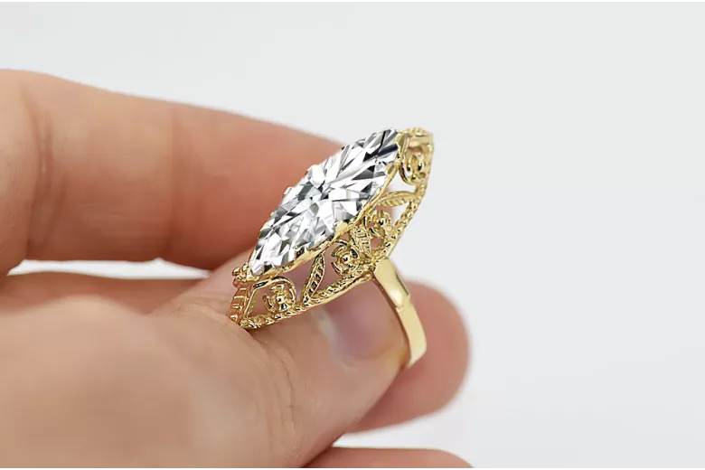 Zircon Aur galben 14K Inel Vintage bijuterii vrc005y