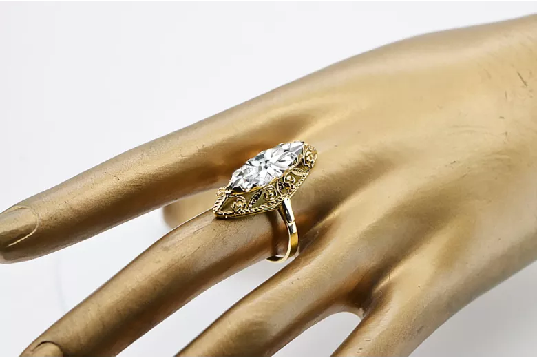 Vintage Anillo Circón Oro amarillo de 14 quilates vrc005y