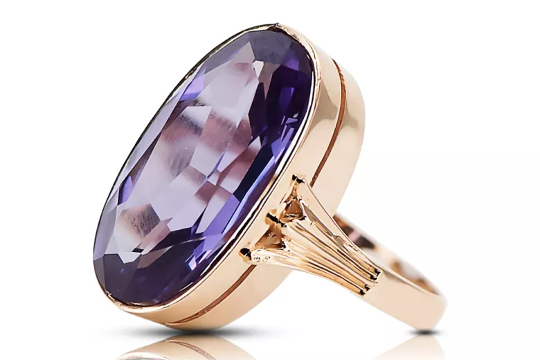 Ruská sovětská růže 14k 585 zlata Alexandrite Rubin Smaragd Sapphire Zirkonský prsten vrc014