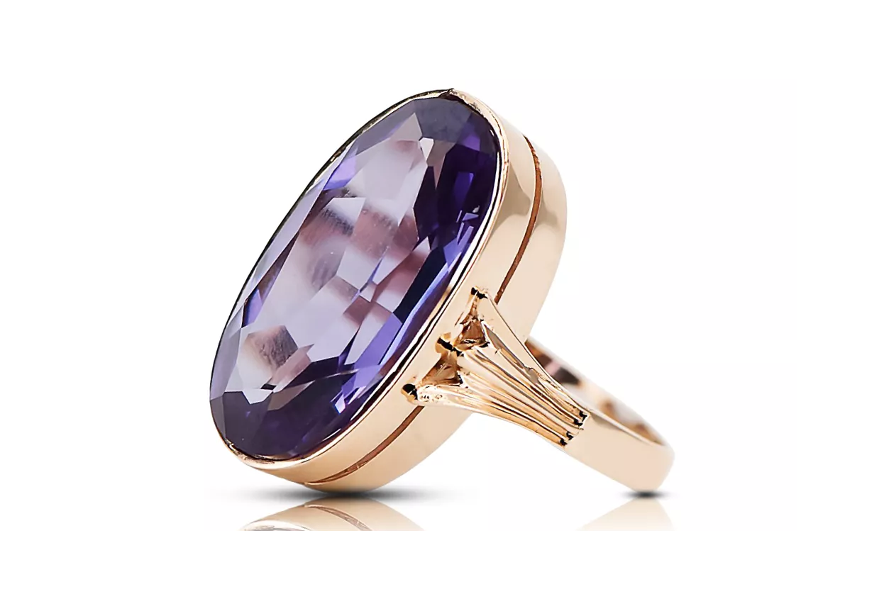 Ros sovietic 14k 585 aur Alexandrit Rubin Smarald Sapphire Inel de zircon vrc014