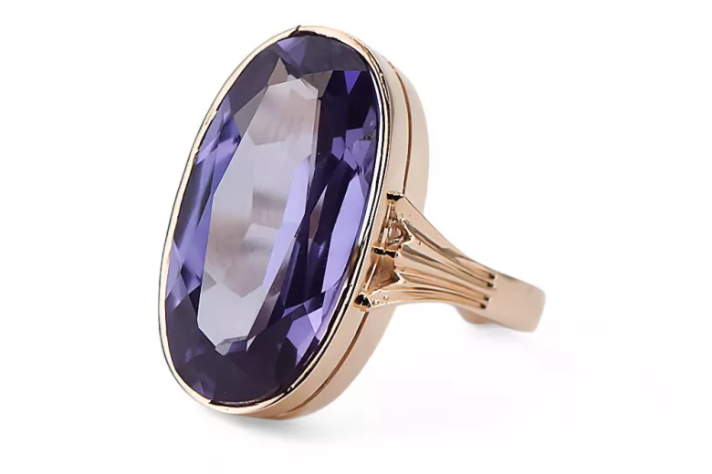 Russian Soviet rose 14k 585 gold Alexandrite Ruby Emerald Sapphire Zircon ring  vrc014