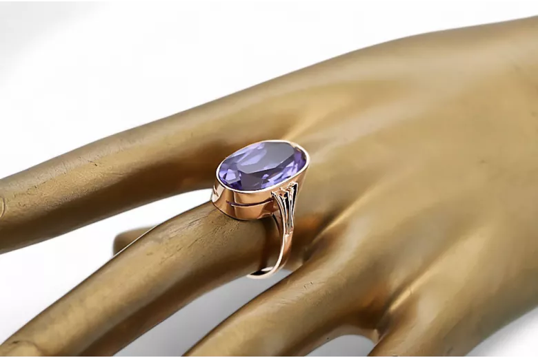 Ruská sovětská růže 14k 585 zlata Alexandrite Rubin Smaragd Sapphire Zirkonský prsten vrc014