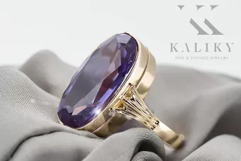 Vintage Handwerk Ring Alexandrit 14 Karat Gelbgold vrc113y