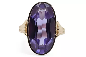 Anneau Alexandrite Or jaune 14 carats Artisanat vintage vrc113y