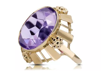 14k żółte złoto Aleksandryt Pierścionek Vintage Biżuteria vrc043y