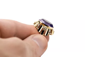 14k żółte złoto Aleksandryt Pierścionek Vintage Biżuteria vrc043y