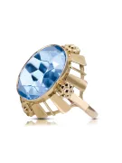 Anneau Aigue-marine Or jaune 14 carats Vintage vrc043y