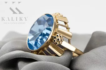 Akvamarín 14k žlté zlato Vintage craft vrc043y