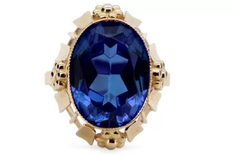 Saphir Or jaune 14 carats Anneau Style vintage vrc043y